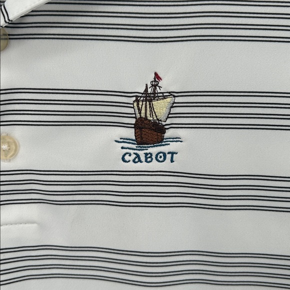 Nike Golf Dri-Fit Striped Polo Shirt White Black Cabot Logo Men’s Small - Picture 4 of 11